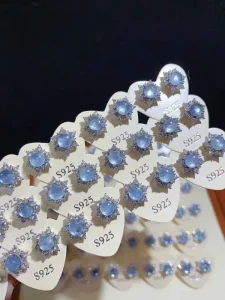 Natural Aquamarine Stud Earring S925 Silver Needle Unique Fashionable Exquisite Crystal Jewelry Gift