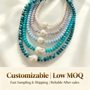 Natural Baroque Pearls Rainbow Gemstone Necklace Chunky Freshwater Pearl Natural Stone Beaded Choker Vacation Jewelry Set Gifts