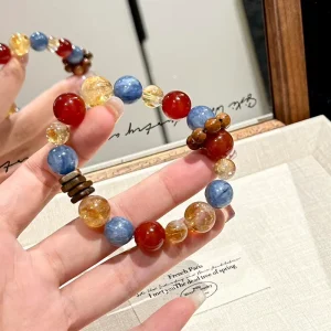 Natural Beaded Crystal Rhinestone Wedding Bracelet Women New Headscarves Subtly Luxurious Refined Design Dunhuang Blue Yellow