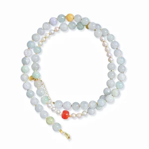 Natural Burmese Grade A Jadeite Necklace Pearl Red Agate Jadeite Necklace Women Everyday Wear Jadeite Gift (with NGTC)