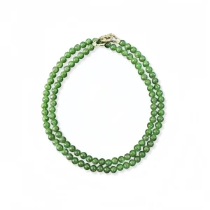 Natural Burmese Grade A Jadeite Necklace Round Jadeite Beaded Necklace Unisex Burmese Jadeite Necklace (With NGTC)