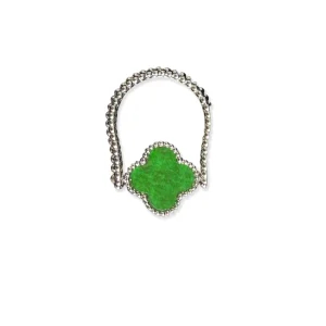 Natural Burmese Grade A Jadeite Ring Clover Shape Green Jadeite Ring Women Burmese Jadeite Everyday Wear Gift (with NGTC)
