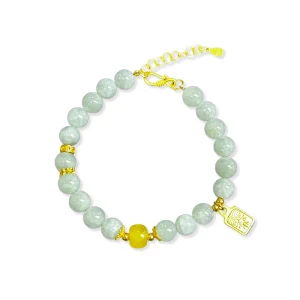 Natural Burmese Grade a Jadeite Bracelet Round Beaded Jadeite Bracelet Women Burmese Jadeite Everyday Wear Gift (with NGTC)