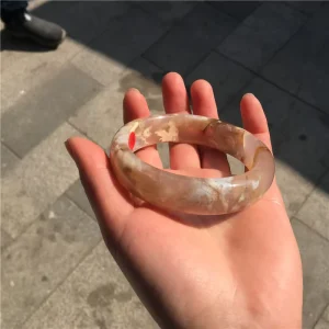 Natural Cherry Blossom Agate Crystal Bangle Fashion Healing Crystal Crafts