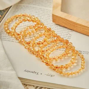 Natural Citrine Star Cut Multifaceted Bracelet Yellow Crystal Fashion Jewelry for Women