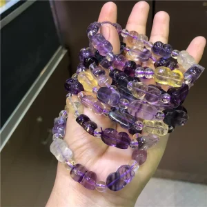 Natural Color Fluorite Carved Fox Bracelet Women’s Fashion Crystal Jewelry Birthday Gift