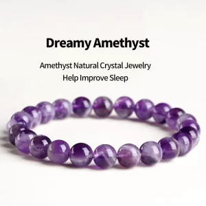 Natural Dreamy Tungsten Amethyst Single Circle Beaded Bracelet Gradient Purple Crystal Unisex Romantic