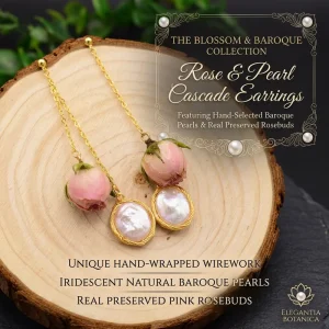 Natural Dried Flower Pearl Earrings Real Floral Decor Clear Resin Unique Artistic Women Fashion Jewelry Gift