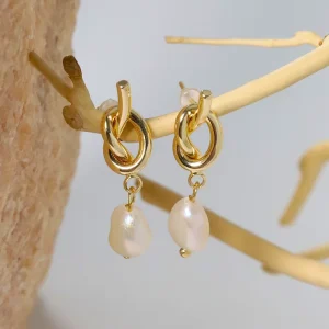 Natural Freshwater Baroque Pearl Earrings Korean Women’s Luxury Jewelry