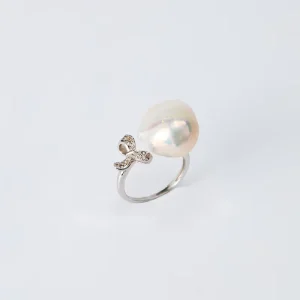Natural Freshwater Baroque Pearl Ring Accessory 925 Sterling Silver Adjustable Size Engagement Jewelry Ring for Women