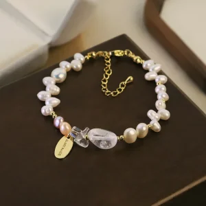 Natural Freshwater Pearl Crystal Beaded Bracelet for Women Daily Bridal Wedding Bridesmaid Gift Pearl Bracelet Fashion Jewelry