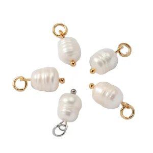 Natural Freshwater Pearl DIY Jewelry Making Accessories Stainless Steel Waterproof Charm Necklace Pendant Fashion Accessory