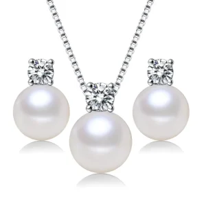 Natural Freshwater Pearl Real Pearl Jewellery Set Fresh Water Cultured Pearl Jewelry Set 925 Silver