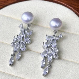Natural Freshwater Pearl Stud Earrings 8 9mm Button Shape Peacock Luster Luxury Aesthetic Simple Women Jewelry Bulk