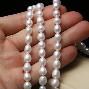 Natural Freshwater Pearls 7 8mm Rice Pearl Strands Semi finished DIY Components For Necklace & Bracelet Jewelry Making