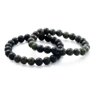 Natural Frosted Black Agate Road Luya Stone Bracelets Mens Jewelry 8mm Beaded Bangle for Couple Gifts
