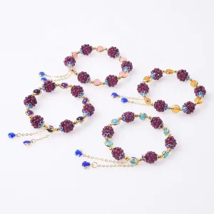 Natural Garnet Flower Ball Bracelet Tassel Weave Crystal Flower Ball Handmade Bracelets For Women