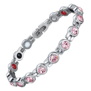Natural Gemstone Adjustable Magnetic Bracelet Health Silver Women Stainless Steel Diamond Zircon Birthstone Bracelets