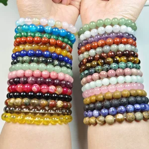 Natural Gemstone Bracelets for Healing Yoga Reiki 4-10mm Bead Unisex Charm Bracelet Inspirational Gift