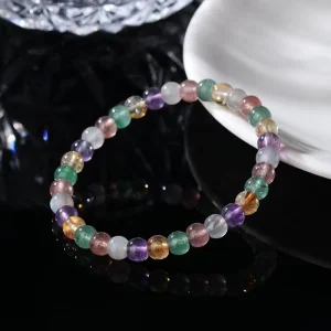 Natural Gemstone Citrine Amethyst Labradorite Strawbemy Ouartz Mixed Crystal Bracelet Abacus Beads Stretch Beaded Bracelets