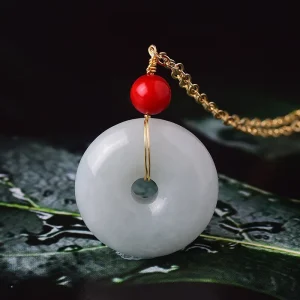 Natural Gemstone Donuts Carve Round Jade Pendant