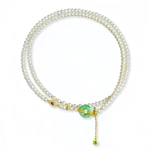 Natural Grade A Burmese Jadeite Necklace High Quality Beaded Burmese Jadeite Necklace Women’s Jadeite Necklace (With NGTC)