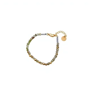 Natural Green Garnet Faceted Brass Gold Filled Beads Hand Knotted Adjustable Bracelet for Women