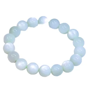 Natural Green Moonstone Cat Eye Heart Trendy Buddhism Bead Bracelet Fashion Crystal Gemstone Jewelry for Women’s Party Occasion