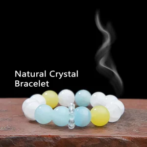 Natural Healing Crystal Beaded Iron Bracelet Handmade Craft Luxury Inlay Design Classic Ball Shaped Trendy Niche Fashion