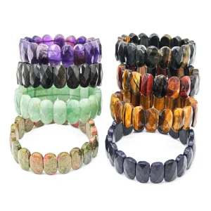 Natural Healing Crystal Stretch Bangle Handmade Gemstone Trendy High-quality Unisex