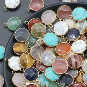 Natural Healing Round Shape Faceted Fashion Pendants Charms Children’s Jewelry Making Gift Giving Necklace Accessory