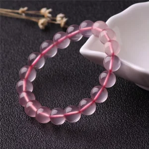 Natural Ice Rose Quartz Bracelet Transparent Lotus Stone Pink Crystal Bracelet for Women Factory
