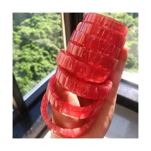 Natural Icy Argentina Rhodochrosite Round Bead Bracelet Red Gemstone Crystal Fashion Jewelry