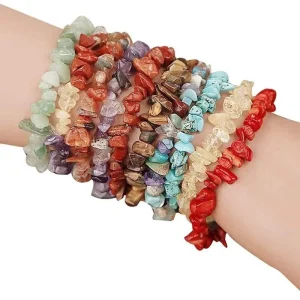 Natural Irregular Colorful Gravel Healing Crystals Trendy Unisex 7 Chakra Fashion Jewelry Bracelet for Gift Giving Crystal
