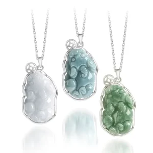 Natural Jadeite Pi Xiu Jade Pendant S925 Silver Inlay Fashion Women’s Accessories Jewelry Appraisal Certificate D826