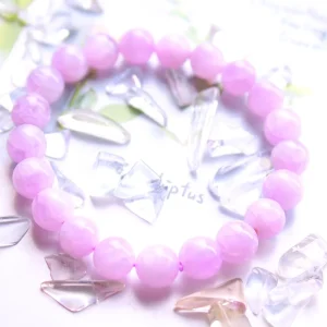 Natural Kunzite Stone Bead Bracelet Lavender Purple Crystal Fashion Jewelry