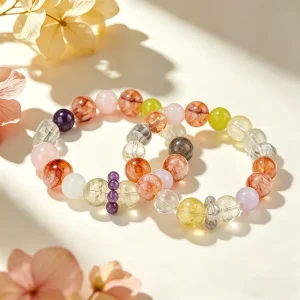 Natural Madagascar Rose Quartz Crystal Beaded Bracelet 12 14 16mm Big Phantom Stone Elastic Stretch Bracelet for Fashion Gifts