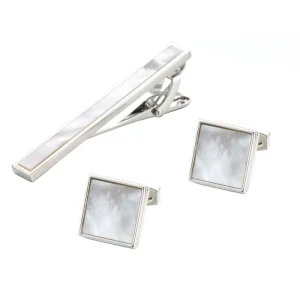 Natural Mother Pearl Shell Cufflinks Tie Clips Custom Mens Suit Shirt Fashion Accessory Tie Bar Wedding Tuxedo Tie Pin