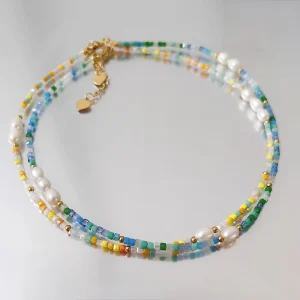 Natural Pearl Beaded Necklace Handmade Jewelry Necklace for Women Stainless Steel