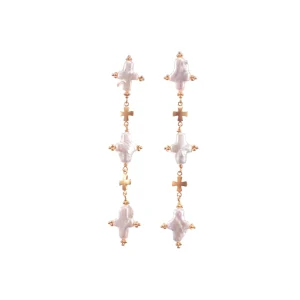 Natural Pearl Cross Shape Pearl Earrings for Women