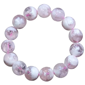 Natural Pink Snowflake Ghost Bracelet Sakura White Phantom Bead Bracelet for Men and Women