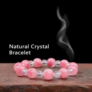 Natural Polished Silver Plated Crystal Beaded Bracelet Handmade Vintage Casual Dual Style