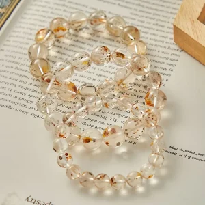 Natural Pyrite White Crystal Symbiotic Bracelet 10mm Round Beads Fashion Gemstone Jewelry