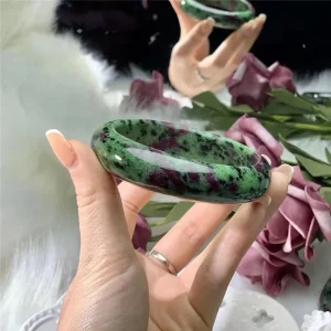 Natural Quartz Crystal Ruby Zoisite Bangle Bracelet Eco friendly Fashion Trend For Healing