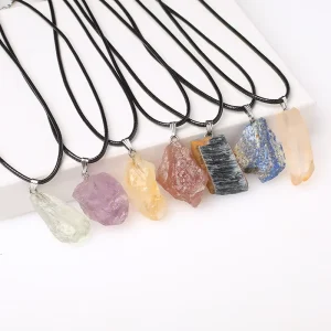 Natural Raw Stone Agate Raw Stone Pendant Necklace for Jewelry