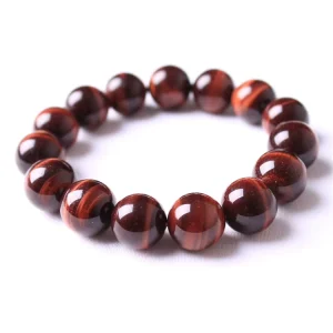 Natural Red Tiger Eye Round Bead Bracelet Unisex Fashion Gemstone Jewelry