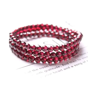 Natural Round Stone Garnet Bead Necklace Gemstone Beaded Bracelets Fashion Jewelry