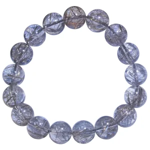 Natural Silver Hair Crystal Devil Rutile Bracelet Coffee Titanium Crystal Jewelry Men’s and Women’s Jewelry