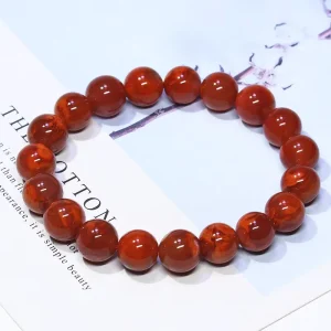 Natural Southern Red Agate Round Bead Bracelet Jewelry