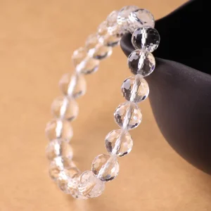 Natural Stone Bead Faceted White Genuine Crystals Rocks Angle 6-10mm Clean Crystal Bracelet Fashion Jewelry for Women